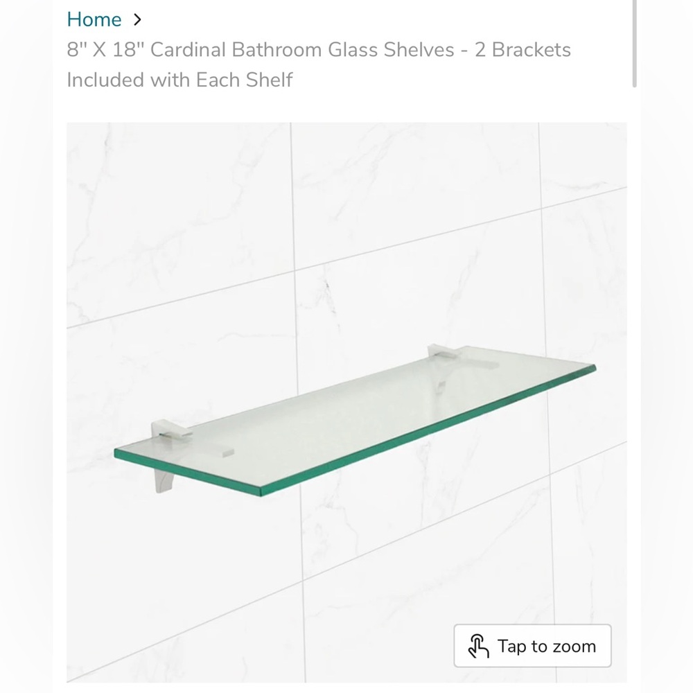 3 Glass Floating Shelves, 8”x18”, Brand New, Unboxed, Tempered Glass